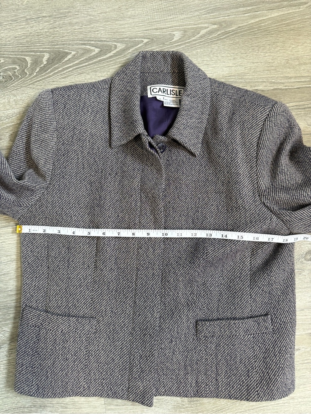 Vintage Carlisle Wool Blend Grey Tweed Two-Piece Blazer & Midi Pencil Skirt Suit - Picture 7 of 12